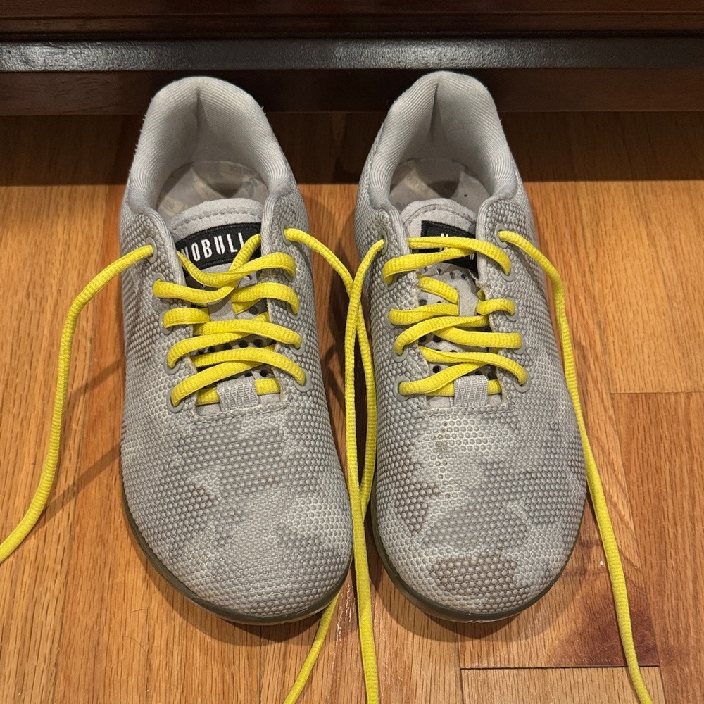 NOBULL Gray Trainers with Bright Yellow Laces